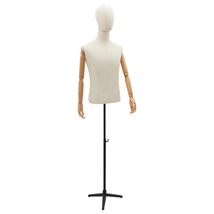 Adjustable Male Dress Form Mannequin with Poseable, Hands & Limbs - Heavy-Duty Tripod Base, Height 134.62cm-193.04cm, Compatible for Retail Store Display, Tailor Shop & Clothing Presentation - Assembly & Posture Adjustment (D