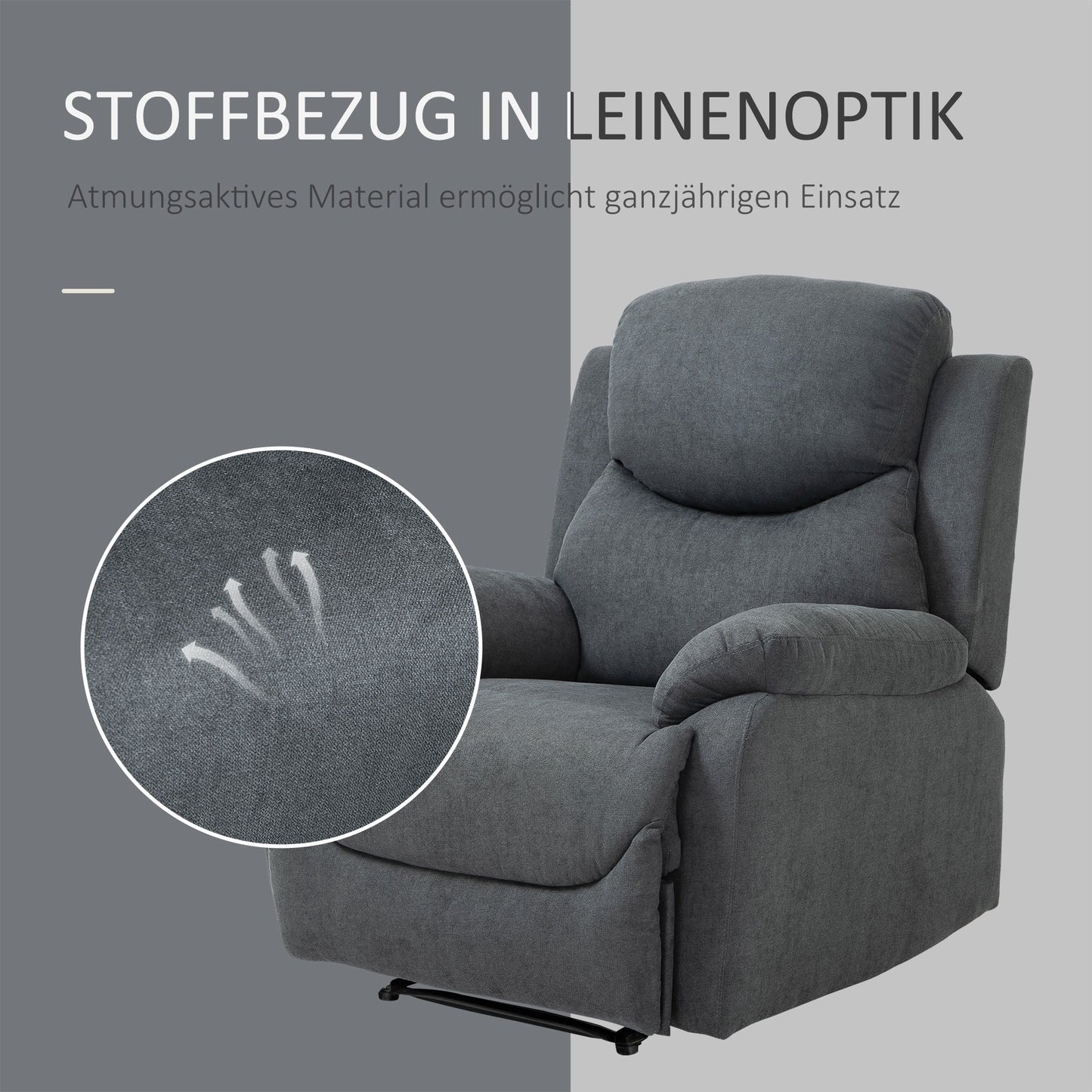 Relaxfauteuil – Fauteuil – Lounge Stoel – Sleeper Chair – TV Stoel – Ergonomisch Ontwerp – Hoogwaardig Schuim – Grijs Linnen