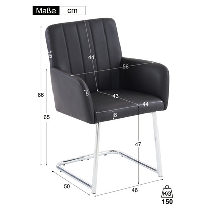 Two Piece Dining Chair, Vertical Stripe Design, Armchair with Serrated Metal Legs, Lounge Chair, Living Room Chair, Suitable for Bedroom, Study And Desk, Faux Leather, Black, Bedroom Seating, Study Chair, Sleek Lounge Chair,