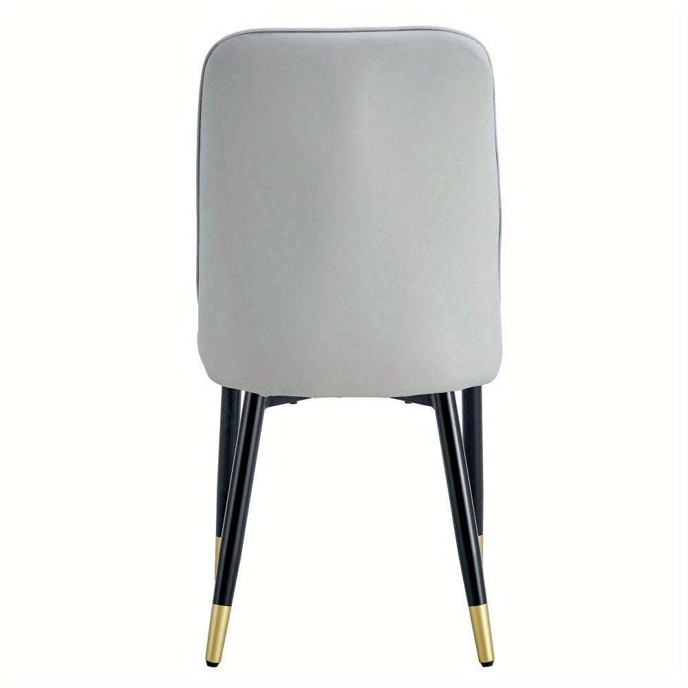 2pcs package chair, modern light gray dining chair with PU leather back cushion and black metal legs, suitable for a variety of scenes such as dining room, kitchen and bedroom., Kitchen Seating, Contemporary Design, Highquali