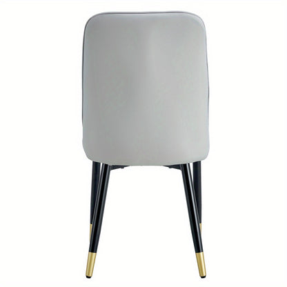 2pcs package chair, modern light gray dining chair with PU leather back cushion and black metal legs, suitable for a variety of scenes such as dining room, kitchen and bedroom., Kitchen Seating, Contemporary Design, Highquali
