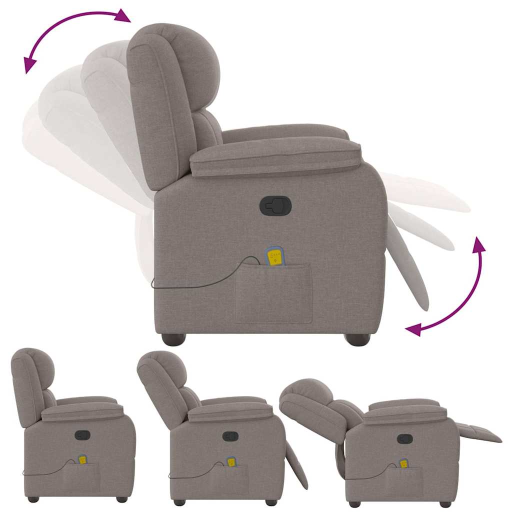 Verstelbare Massagestoel – Massagestoel – Ergonomische Stoel – Relaxstoel – Thuismassage – Taupe – 6 Vibratiepunten – Handmatige Verstelling Tot 135°