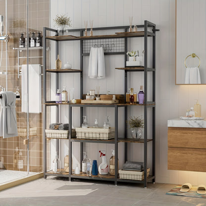 Keukenrek – Keukenkast – Opbergrek – Keukenorganizer – Stellingkast – 5 Lagen – Metaal Frame Met Houten Planken – 120x30x170 cm