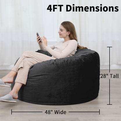 Zitzak – Zitzakstoel – Poef – Loungestoel – Fauteuil – Groot Formaat 115x65 cm – Wasbare Polyesterhoes – Ergonomische Sponsvulling – Zwart