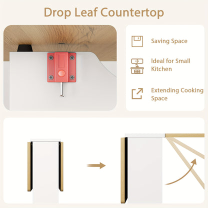 Klaptafel – Vouwtafel – Campingtafel – Eettafel – Opvouwbare Tafel – Met 2 Opbergniveaus – 360° Zwenkwielen Met Rem – Stevig Spaanplaat – Wit Met Houtaccenten