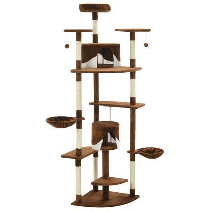 Kattentoren – Krabpaal – Kattenboom – Kattenhuis – Kattenmeubel – Meerdere Verdiepingen – Zacht Polyester Pluche - Bruin en Wit
