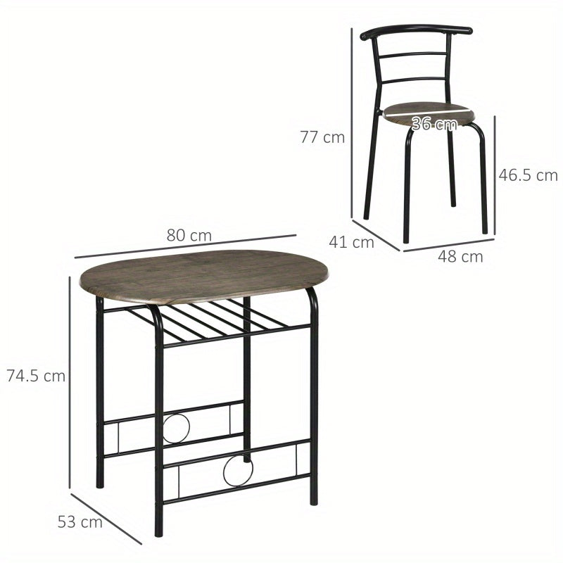 Bistroset – Tuinset – Balkonset – Eettafelset – Stoelenset – Zwart – Compact Ontwerp – MDF Tafel Met Metalen Frame