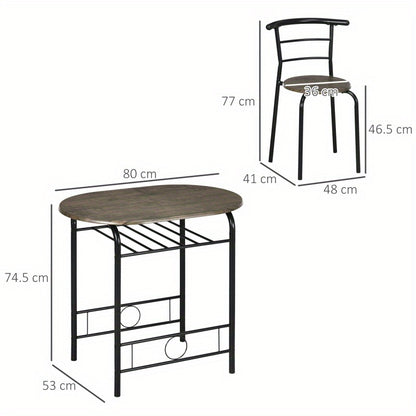 Bistroset – Tuinset – Balkonset – Eettafelset – Stoelenset – Zwart – Compact Ontwerp – MDF Tafel Met Metalen Frame