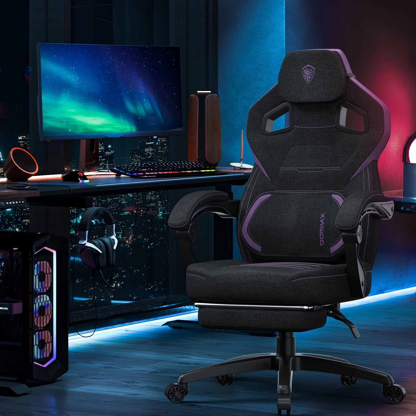 Gamingstoel – Gamestoel – Gaming Chair – Game Stoel – Bureaustoel – Ergonomisch Met Voetensteun – Max Belastbaar 136 kg – Verstelbare Hoofd- En Lendensteun