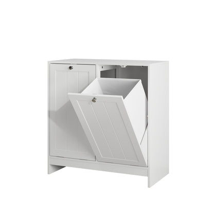 White Metal Storage Cabinet with Tilting Mechanism & Detachable Laundry Basket - Freestanding Entryway Shelf Unit Suitable for, Bedroom, Apartment - Easy Assembly, Space-Saving Modern Furniture (3.2 Cu Ft Closed Storage)