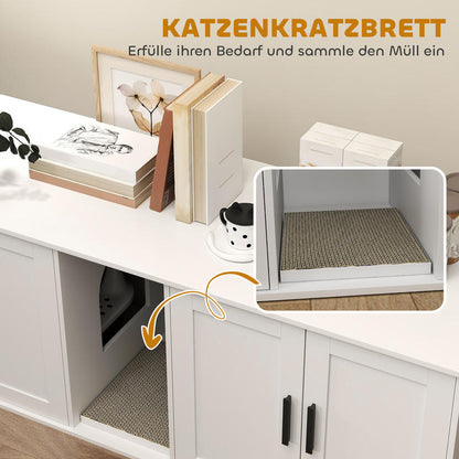 Large Cat Litter Cabinet House with Door Partition & Litter Box - Spacious Multi-Level Design with Ventilation System, Odor-Resistant Durable Construction, Modern White Cat Toilet for Large Cats - Easy-Clean Privacy Space for