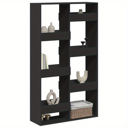 Kamerscherm Modern Black Wooden Room Divider, 100x33x175cm - Sleek Design with Multiple Compartments for Office, Bedroom, Living Room, Study