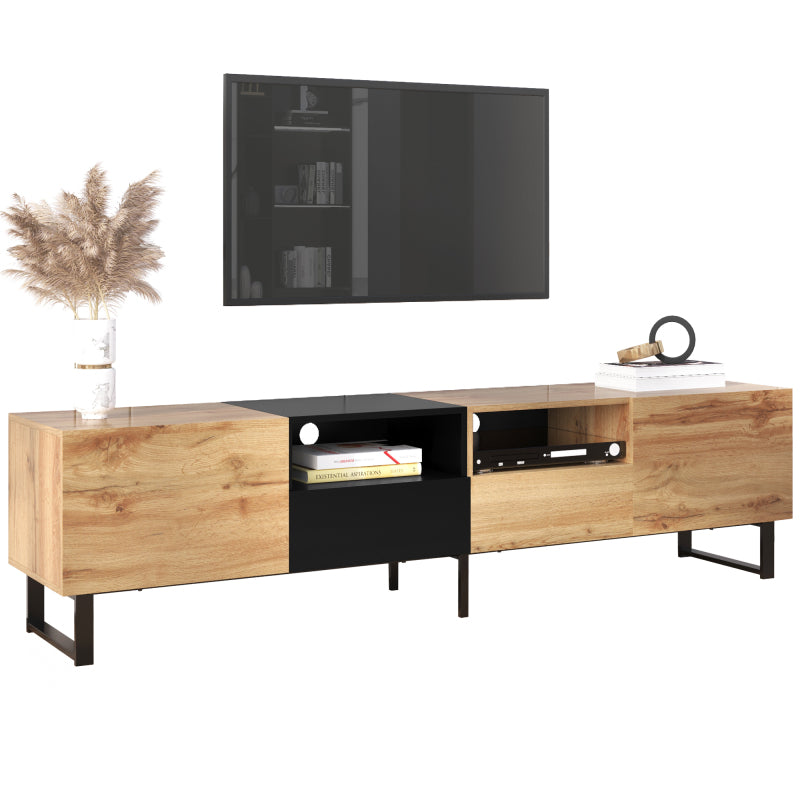TV-meubel – TV-kast – Tv-meubel – Mediameubel – Modern – Zwart-Houtlook – Ruime Opbergruimte – Stevige MDF Constructie