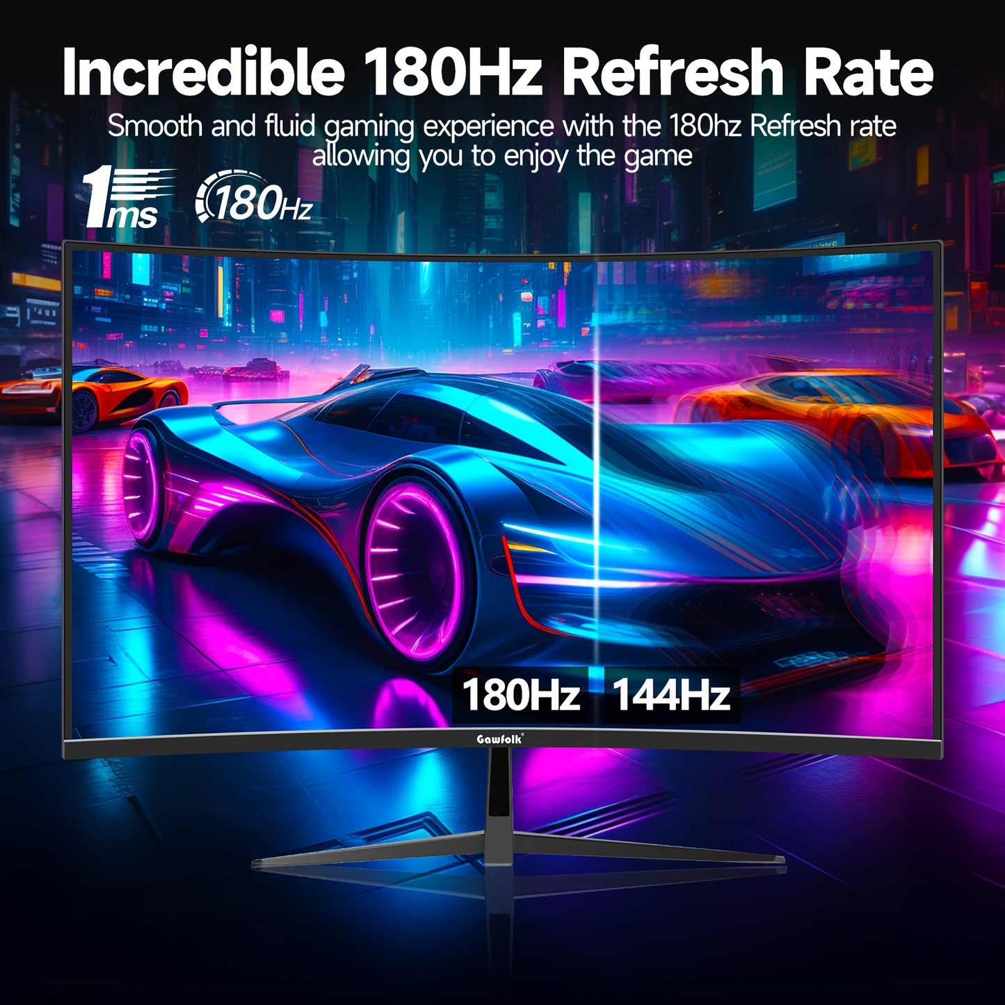 Gaming Monitor – Curved Monitor – PC Monitor – Full HD Monitor – 32 Inch Monitor – 180Hz Verversingssnelheid – 1500R Gebogen Scherm