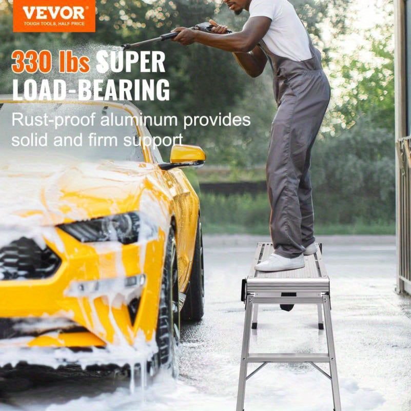 Inklapbaar Werkplatform – Werksteiger – Klimsteiger – Platform – Ladder – Aluminium – 150 kg Draagkracht – Antislip Voeten
