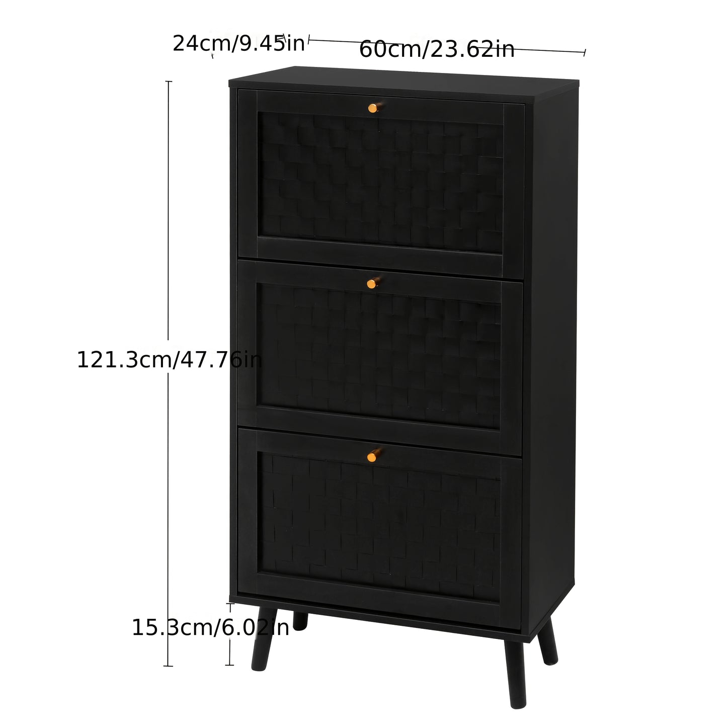 Schoenenkastje – Schoenenrek – Schoenopberger – Entreekast – Schoenmeubel – Zwart Bamboe – Boho Streepjespatroon – Compact 60x24x121 cm