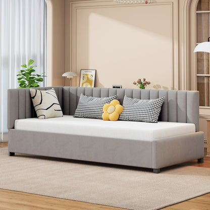 Bedbank – Slaapbank – Logeerbed – Sofa Bed – Bedmeubel – Velourse stof – Lattenbodem – 90x200 cm – Multifunctioneel design