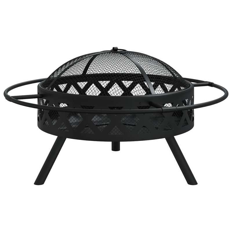 Vuurschaal – Buitenhaard – Tuinhaard – Vuurkorf – Vuurton – Zwart – 70 cm XXL – Duurzaam Staal – Inclusief Vuurschep