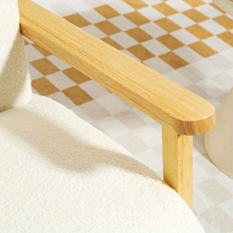 Fauteuil – Lounge Chair – Relaxstoel – Zitstoel – Relaxfauteuil – Handmatig Verstelbaar – Stevige Houten Poten 120 kg – Crème Wit Met Beige Armleuningen