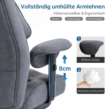 Ergonomische Bureaustoel – Kantoostoel – Gamestoel – Werkstoel – Executive Stoel – Verstelbare Zithoogte – Uitschuifbare Voetensteun – Mesh Zwart – Draagvermogen 200 kg