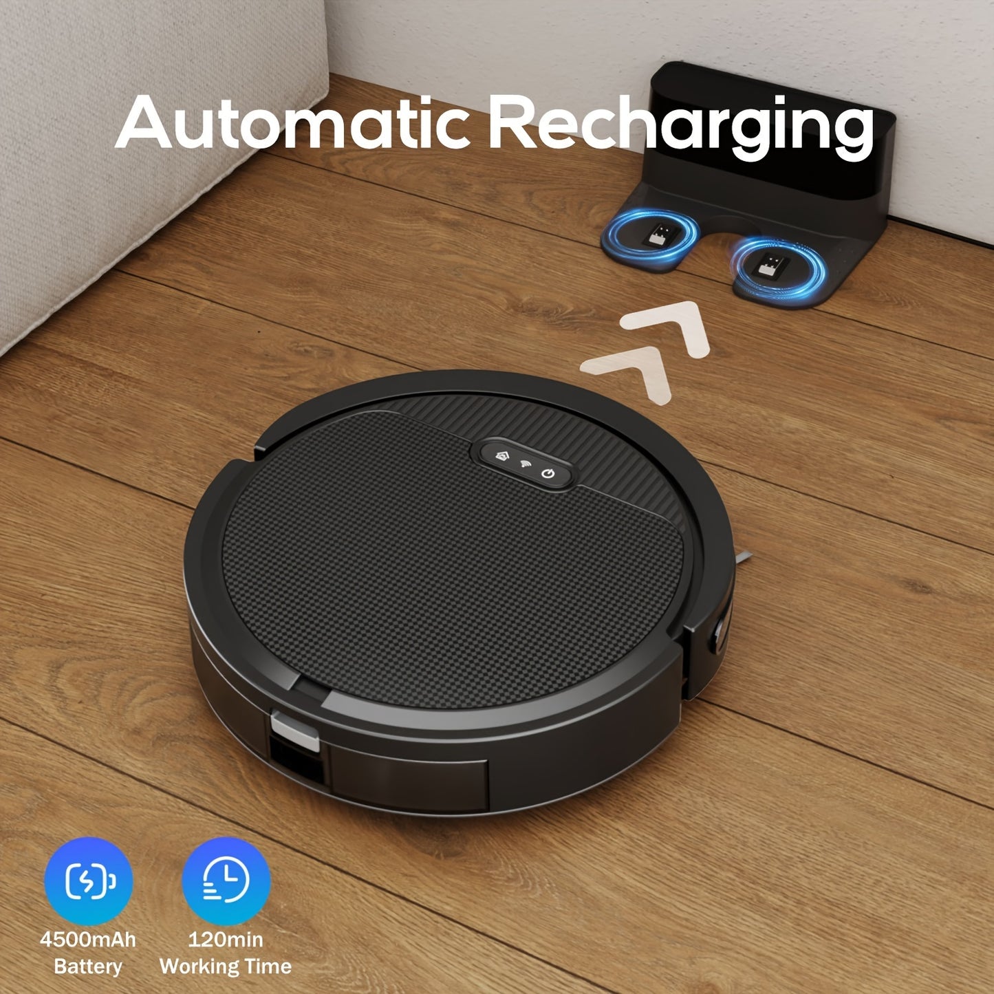 Robotstofzuiger – Robotstofzuiger met dweilfunctie – Slimme stofzuiger – Automatische schoonmaker – Dweilrobot – Stofzuigrobot – Langdurige accuduur 4500 mAh – Geavanceerde gyro-navigatie