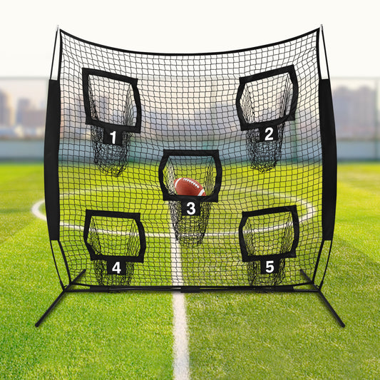 Rugby Trainingsnet – Rugby Doel – Trainingsdoel – Oefendoel – Passnet – Zwaar Iron Frame – 213x213 cm – Compact & Draagbaar – Glasfiber Stokken – Duurzaam Polyester