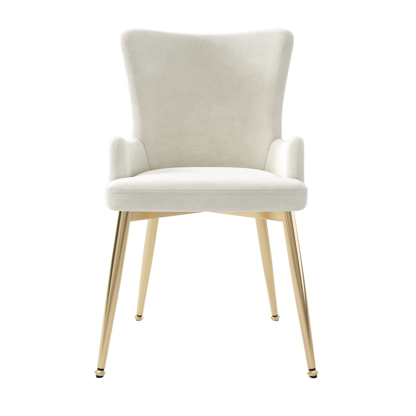Eetkamerstoel – Kuipstoel – Keukenstoel – Stoel – Zitmeubel – Velvet Bekleding – Gouden Metalen Poten – Set van 2 – Beige – Memory Foam Zitting