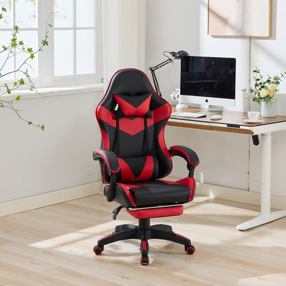 360° Rotating Racing  Design Lounge Chair, Gaming Chair, High-back Office Chair, Height Adjustable, with Wheels, Footrest, Headrest And Lumbar Support.