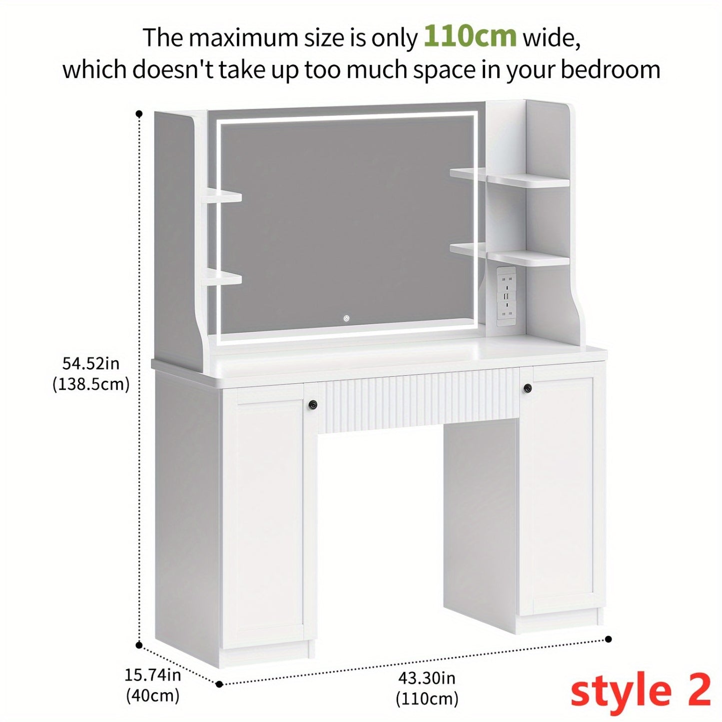 Make-up Tafel – Kaptafel – Cosmeticatafel – Make-up Organizer – Opmaaktafel – Ruime Opbergruimte – Massief Hout & Glas – Compact Design & Eenvoudige Montage