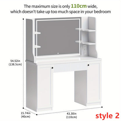 Make-up Tafel – Kaptafel – Cosmeticatafel – Make-up Organizer – Opmaaktafel – Ruime Opbergruimte – Massief Hout & Glas – Compact Design & Eenvoudige Montage
