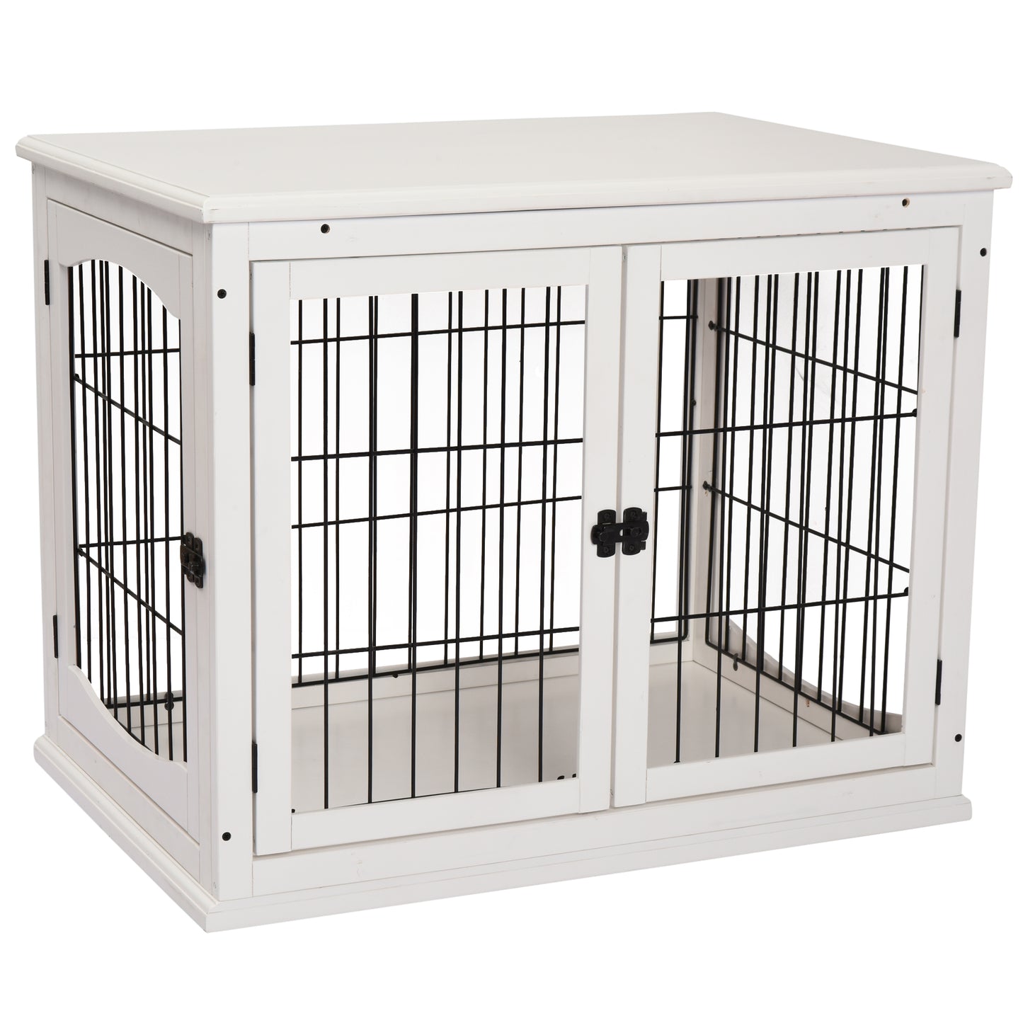 Hondenbench – Hondenkooi – Hondenhuisje – Transportbox – Dierenbench – Hout en Metaal – 58,5x81x66 cm – 2 Deuren