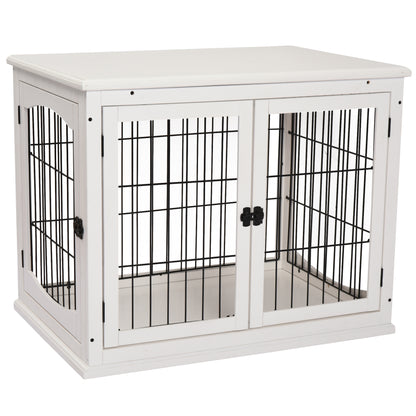 Hondenbench – Hondenkooi – Hondenhuisje – Transportbox – Dierenbench – Hout en Metaal – 58,5x81x66 cm – 2 Deuren