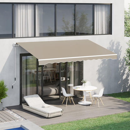 Uitschuifbare Zonwering – Terrasoverkapping – Buitenluifel – Zonnescherm – Balkonzonwering – Met Handcrank – Stevig Metaalframe – Polyester Doek – 3,95 x 2,45 m – Weerbestendig & Compact Designs