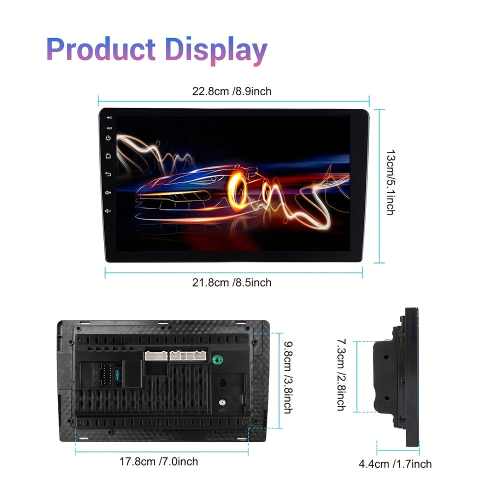 Android Double Din Autoradio – Multimedia Speler – Navigatiesysteem – Carplay Radio – Auto Stereo Met AHD Achteruitrijcamera en Microfoon – 9 Inch Touchscreen – 4GB RAM 64GB Opslag