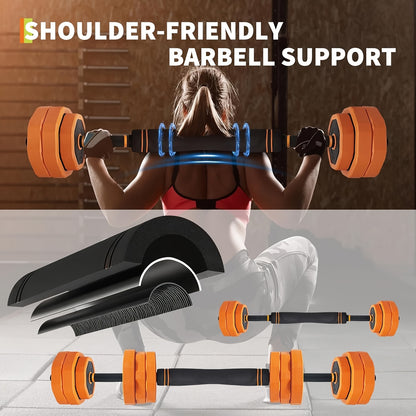4-In-1 Adjustable Dumbbell Set 29.94KG | Convertible to Barbell, Kettlebell & Push Up Stands, Home Gym Equipment for Men & Women, Space Saving Weights, Orange, Synthetic Rubber, Towallmark