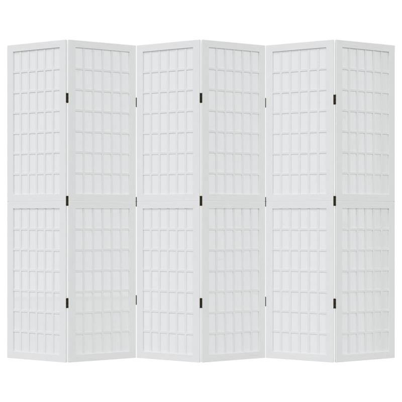 6pcs room divider, white, solid paulownia wood