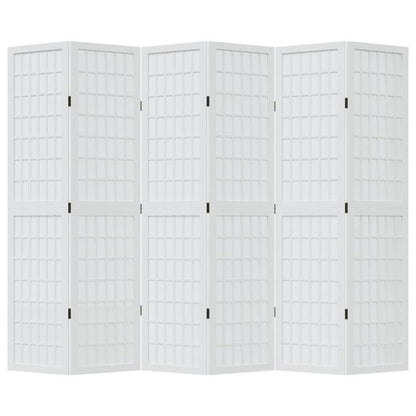 6pcs room divider, white, solid paulownia wood
