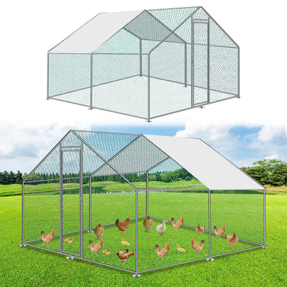 Chicken Coop Free-Range Free-Range Enclosure Animal Run Galvanized Outdoor Pen Cage for Chickens Waterproof Animal Enclosure Rabbit Cage Aviary Chicken House Chicken Cage PE Roof (Polyethylene Roof) Chick Coop Outdoor Enclosu
