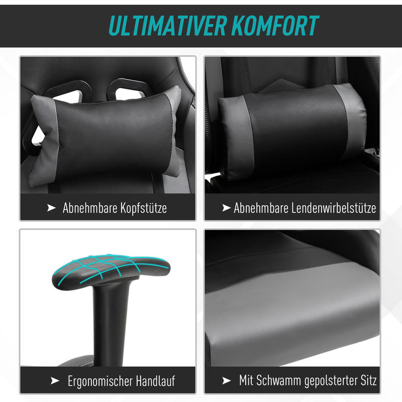 Ergonomische Bureaustoel – Bureaustoel – Gamestoel – Draaistoel – Bureaustoel Zwart – Hoogwaardig Schuim – Handmatig Verstelbare Rugleuning & Hoogte
