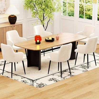 Set van 2 Nordic Vintage Eetkamerstoelen – Gestoffeerde Stoelen met Armleuningen in Velvet – Lichtbeige, Voor Keuken, Woonkamer, Thuis of Restaurant