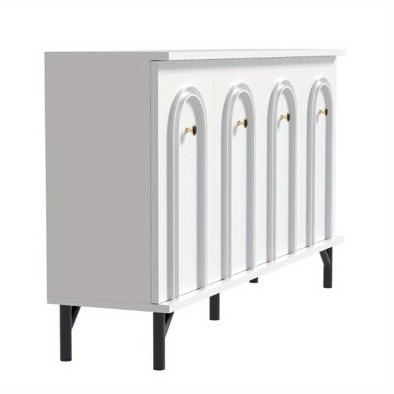 Wandkast – Sideboard – Dressoir – Opbergkast – Kast Met Deuren – 140 cm Breed – Metalen Frame & 3D Boogvormig Front