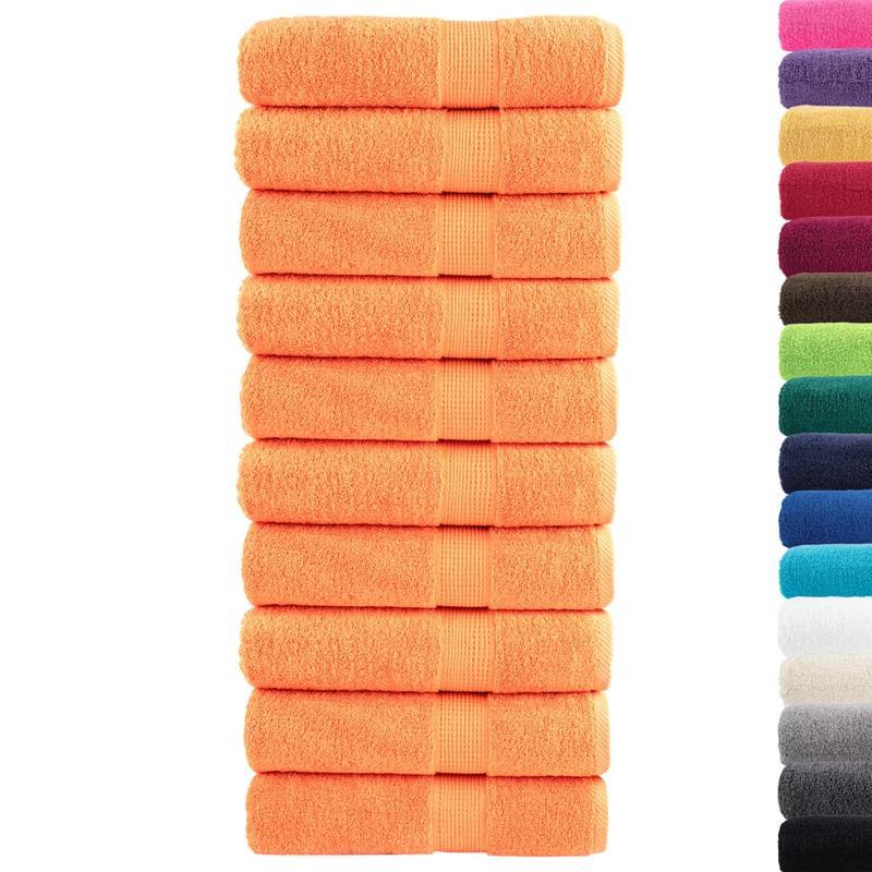 Badhanddoeken – Handdoeken – Strandlakens – Douchehanddoeken – Badlinnen – Oranje Kleur – 100% Katoen – 70x140 cm – 600 g/m² – Set van 10 Stuks