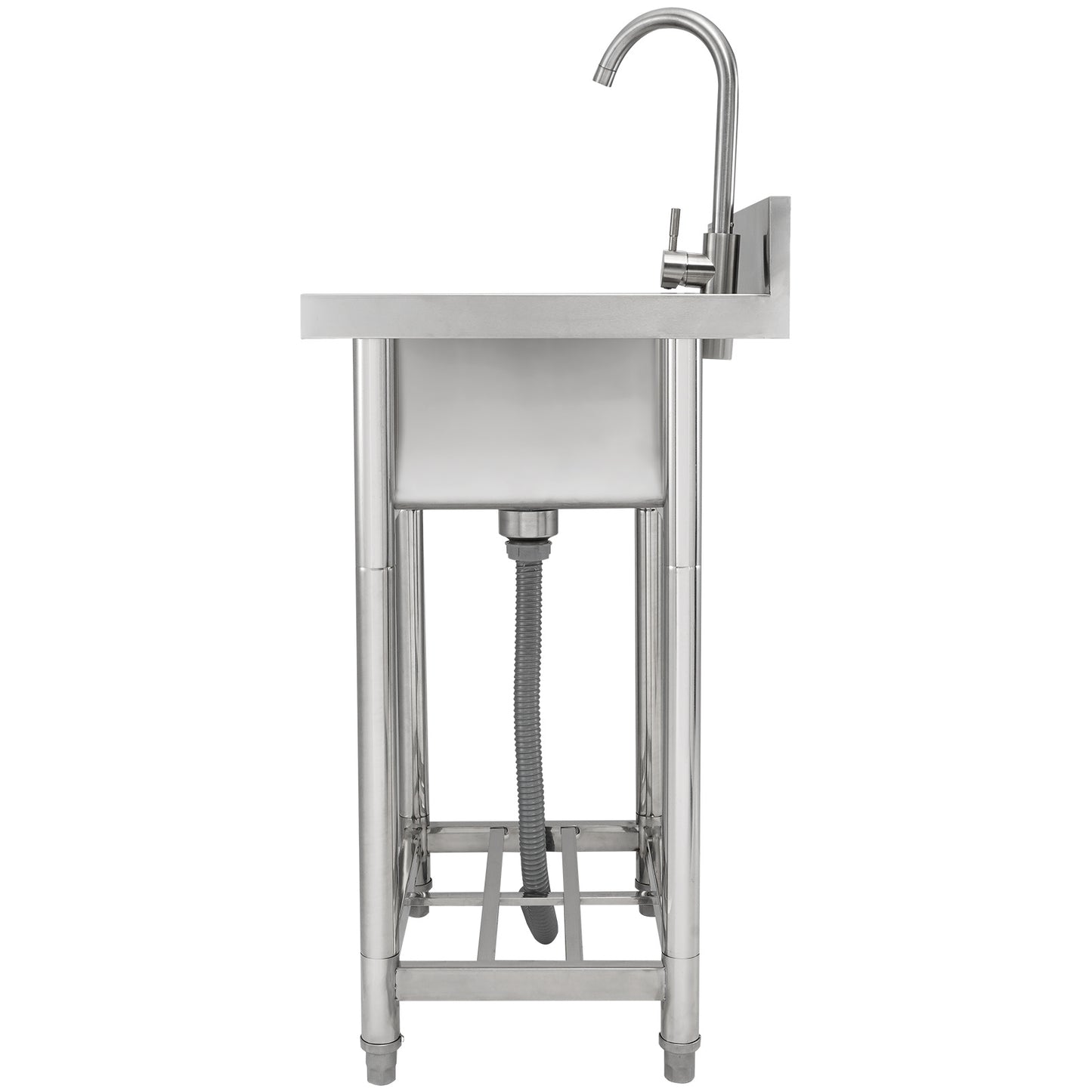 Utility Spoelbak – RVS Spoelbak – Inbouw Spoelbak – Werkplaats Wastafel – Keukenbak – Compact Formaat 40x33x22 cm – Inclusief Kraan en Onderstel