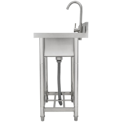 Utility Spoelbak – RVS Spoelbak – Inbouw Spoelbak – Werkplaats Wastafel – Keukenbak – Compact Formaat 40x33x22 cm – Inclusief Kraan en Onderstel