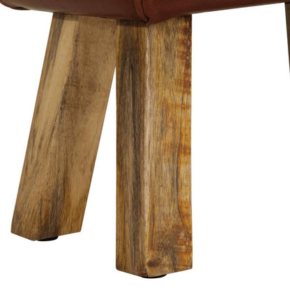Gymnastics bench 38cm real leather and solid mango wood brown