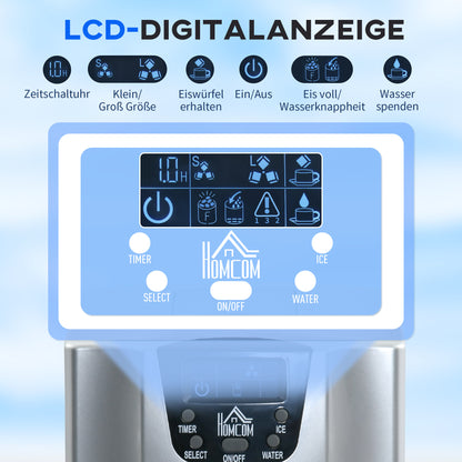 IJsblokjesmachine – IJsblokjesmaker – Icecube Maker – IJsblokjes apparaat – IJsblokjes machine – Compact Zilverkleurig Ontwerp – Zelfreinigend Systeem & 1,2L Waterreservoir
