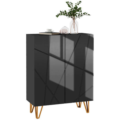 Schoenenkast – Schoenenrek – Schoenenopberger – Schoenenkastje – Schoenenmeubel – Twee Deuren – Soft-Close Deuren – Verstelbare Planken – Zwart – Geschikt Voor 15-20 Paar Schoenen