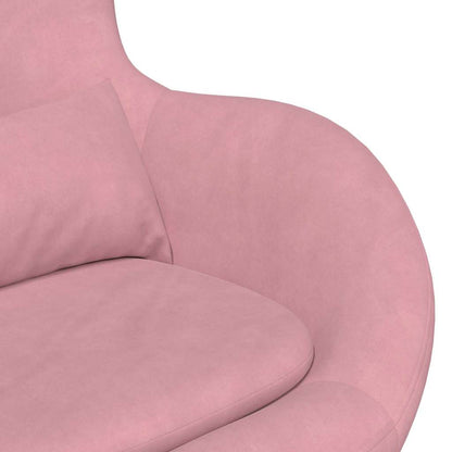 Fauteuil – Draaifauteuil – Loungefauteuil – Relaxstoel – Armstoel – Zachtroze Velvet – Inclusief Voetensteun – 360° Draaibaar
