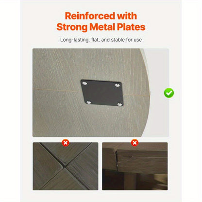 Ronde Eettafel – Houten Tafel – Compacte Eettafel – Keukentafel – Ronde Tafel – Diameter 119 cm – MDF Met Houten Look