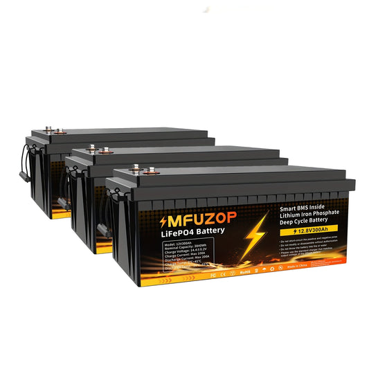 Li-ion Accu – Lithium Accu – Batterij – Power Accu – 3 x LiFePO4 Accu – 12V 300Ah – Intelligent BMS – Serie- en Parallel Schakelbaar